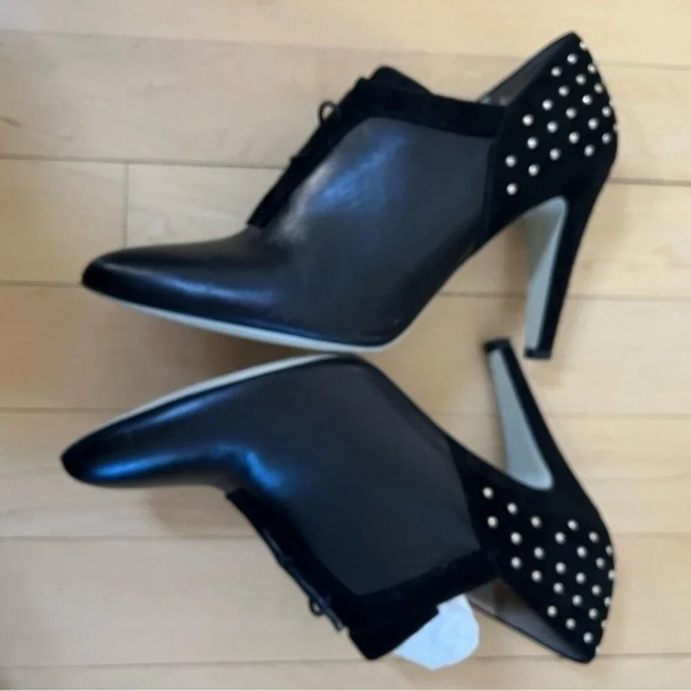 Jason Wu All Leather Gold Studded Made in Italy Bootie in Black 36.5